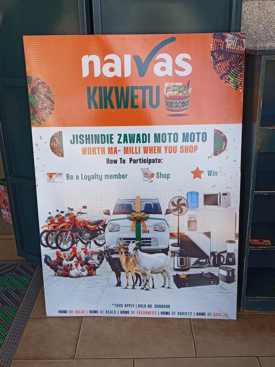 Colonel_edu's tweet image. Deals ni Moto Moto huku Naivas unaweza jishindia kadudu, Nduthi... Mbuzi ya Christmas plus many more goodies... Just Shop with Naivas supermarket 

° Be a Loyalty member
° Shop
° Win

#NaivasAt35 #NaivasKrisiKikwetu #35YearsOfDeals