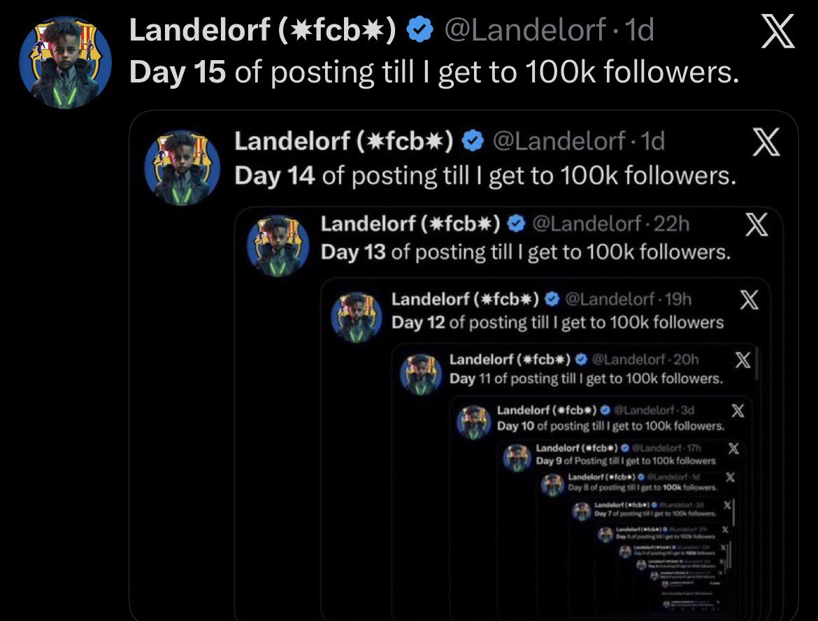 Day 16 of posting till I get to 100k followers.