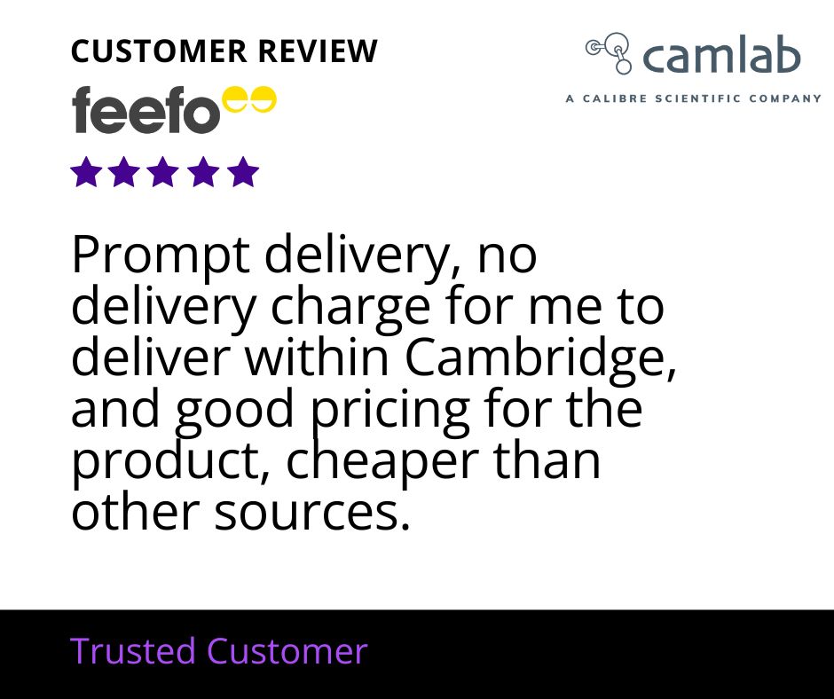 Camblab's tweet image. Thank you for your kind review! We’re really pleased to hear that you were happy with the prompt delivery, competitive pricing, and the local Cambridge delivery option. We appreciate your feedback.

camlab.co.uk

#Review #LabEquipment #LabSupplies