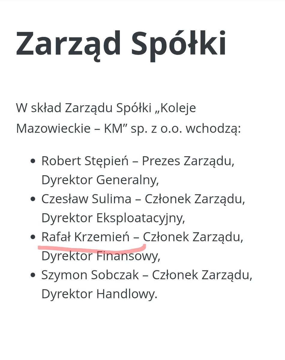 szachmad's tweet image. Rafał Krzemień, b. prezes Totalizatora Sportowego, którego wyrzucono za załatwianie roboty kumplom i znajomym, wczoraj wszedł do zarządu Kolei Mazowieckich. Jego promotor minister Kierwiński próbował w różnych miejscach go upchnąć. Będzie zajmował się finansami Kolei, więc…