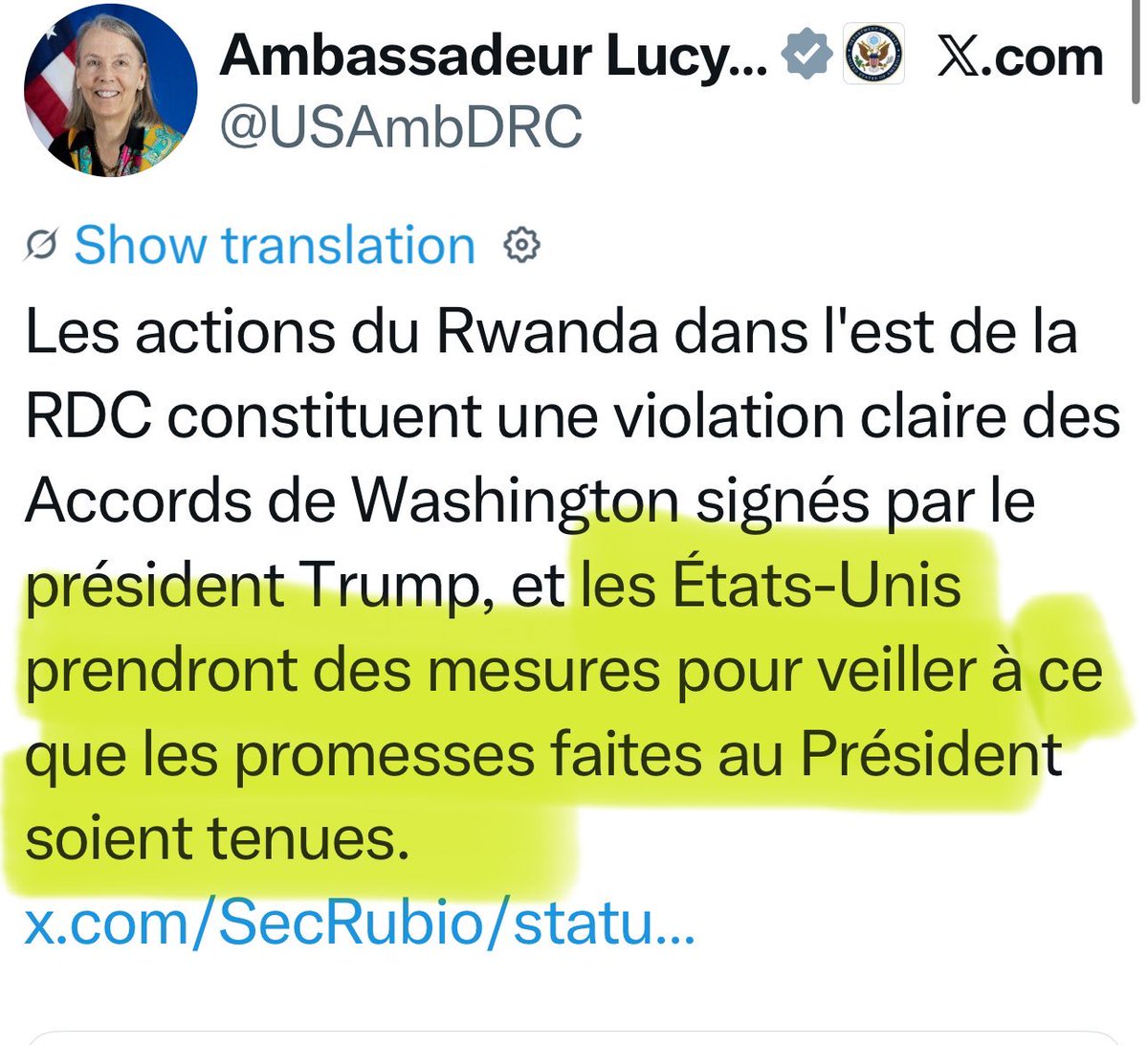 LitsaniChoukran's tweet photo. Aujourd’hui, Nangaa parle de la « médiation américaine »… sauf que les États-Unis sont médiateurs entre la RDC et le Rwanda, et n’ont jamais parlé du M23. Washington a exigé le retrait du Rwanda. Et voilà que le M23, pourtant soi-disant non concerné par les accords de Washington, et prétendument sans soutien rwandais, se retire précisément au moment où l’on exige le retrait des troupes rwandaises. Ensuite, Tata Cardinal viendra nous dire que c’est la preuve que les accords ont échoué…

Merci na bino !