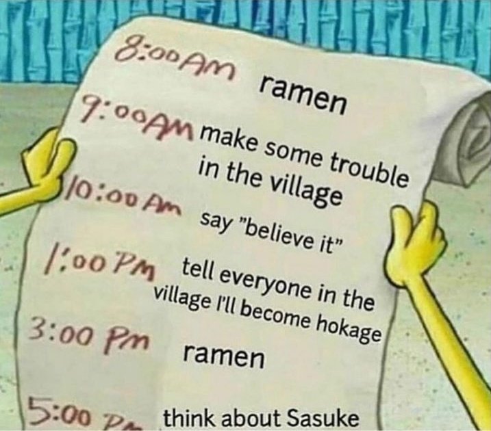 void_561's tweet image. Naruto's To do List 😂
#NARUTO好きさんと繋がりたい