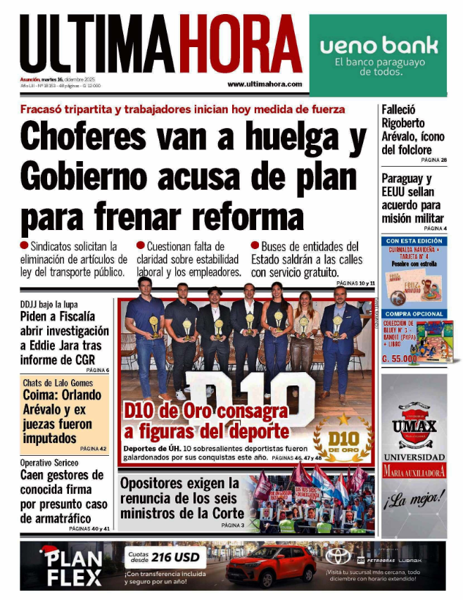 robertoperezpy's tweet photo. 📰Tapa de los principales diarios

🇵🇾 Martes, 16 de diciembre

😎¡Buenos días!
#PPpy #650AM https://t.co/7ycIVikn0w