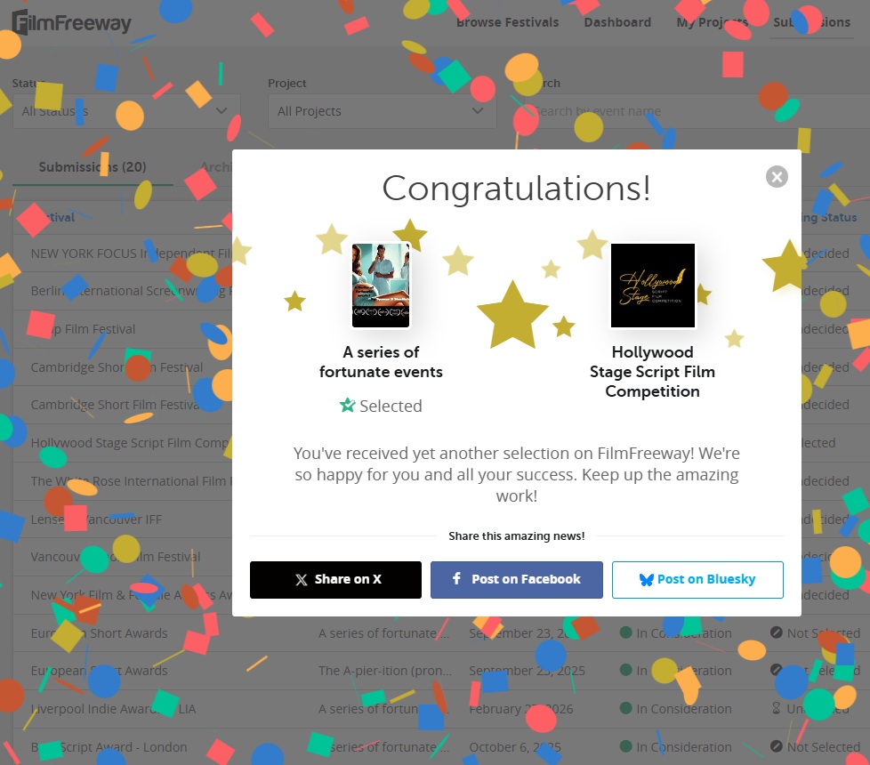 Film Festival Wins Another one in the bag in Hollywood again open.substack.com/pub/filmmaking…