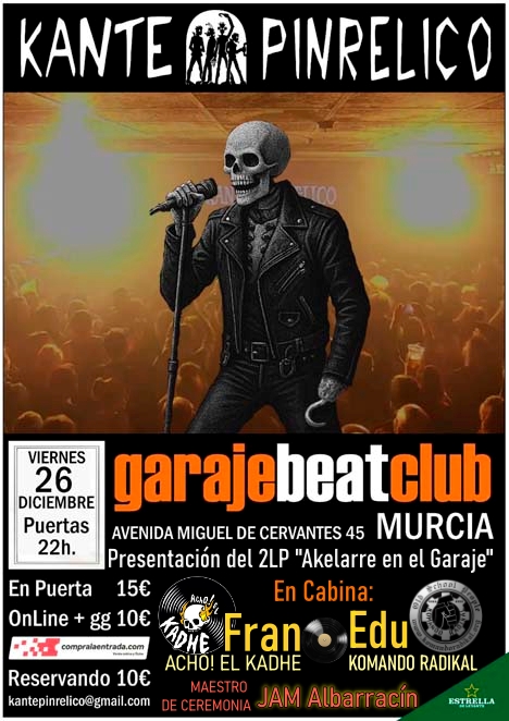 Mientras esperamos al meteorito, vamos a echarnos unos bailoteos.
Reserva en kantepinrelico@gmail.com hasta el Lunes 22 todo el día, pagas en puerta 10€ en efectivo.
OnLine en: garajebeatclub.compralaentrada.com/eventos/ 
En Puerta: 15€