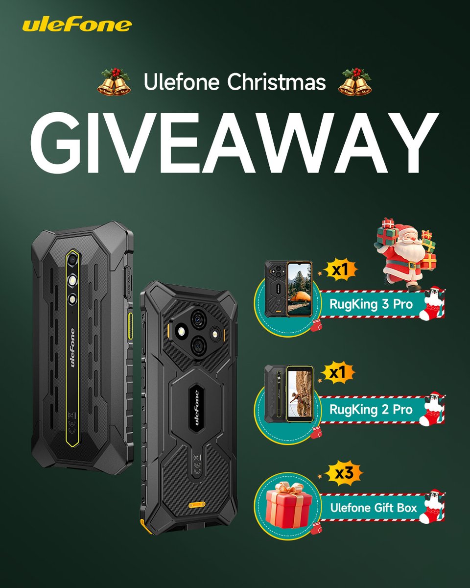 🎄 Christmas Giveaway 🎄
To celebrate the holiday season, we’re running a #UlefoneChristmasGiveaway!
Win the new RugKing 2 Pro, RugKing 3 Pro, or exclusive Ulefone Gift Boxes.
🎁 5 winners in total. Ends on Dec 24. Join now for your chance to win!

👉 Join now: