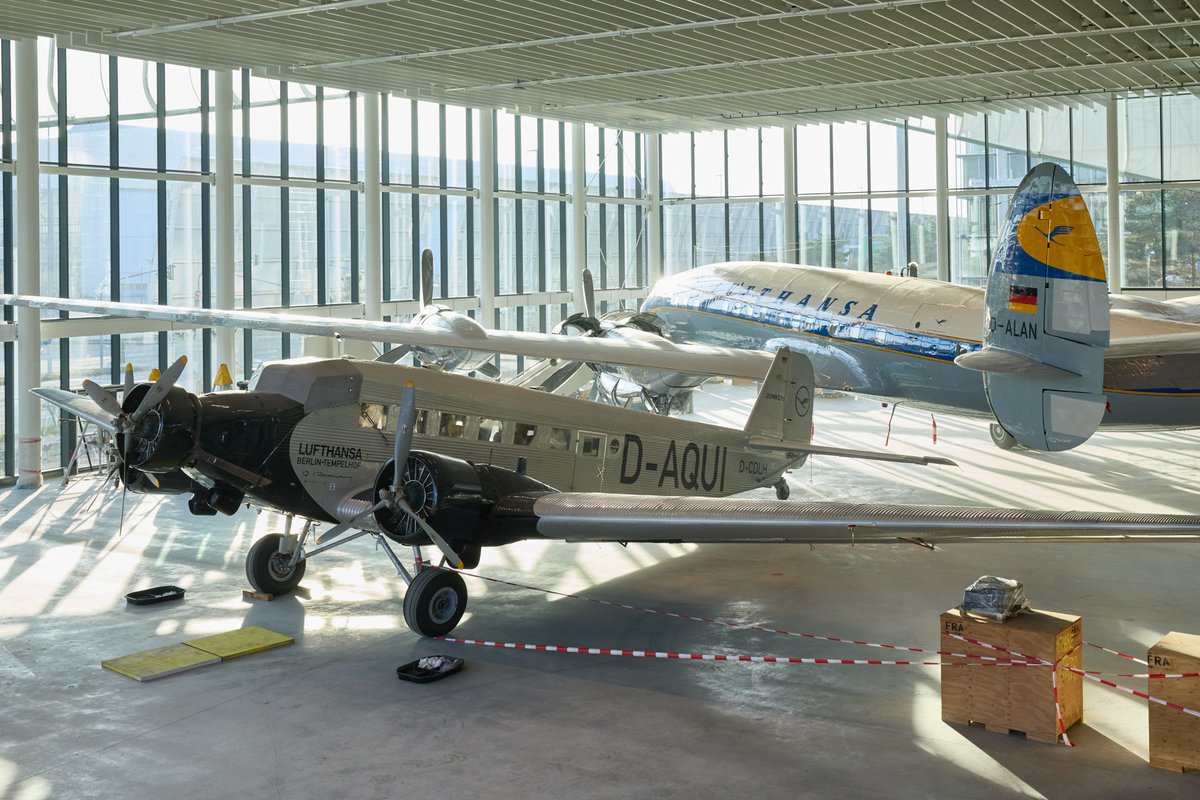 SpaethFlies's tweet photo. Vintage @lufthansa #aircraft wonderland is almost ready to shine @Airport_FRA: 1936 #Ju52 D-AQUI and 1957 Lockheed L1649A Super Star D-ALAN are stars of new Hangar One, opening for #LH100 in spring 2026 as a visitor and conference centre #avgeek https://t.co/gIZyUCTFiU