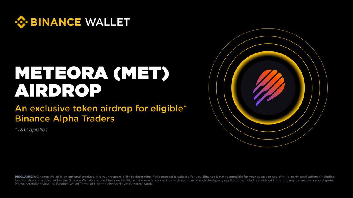 btcsquad7z's tweet photo. Meteorа (MET) is part of Binance’s ongoing effort to support innovative blockchain projects while providing early access and benefits to its most active trading community.
Join now: https://t.co/9nRtLkYIF6 https://t.co/lZfi9tjqWM