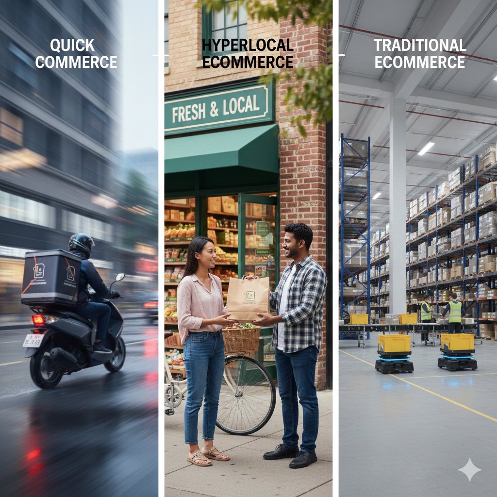 diginyze's tweet photo. #Quick Commerce (10-30 min via dark stores) vs #Hyperlocal eCommerce (local shops + fast delivery) vs Traditional eCommerce which one is actually winning the future?
Explore the full Blog post: https://t.co/tv1ZnVHX9Q https://t.co/63uIo7CdsG