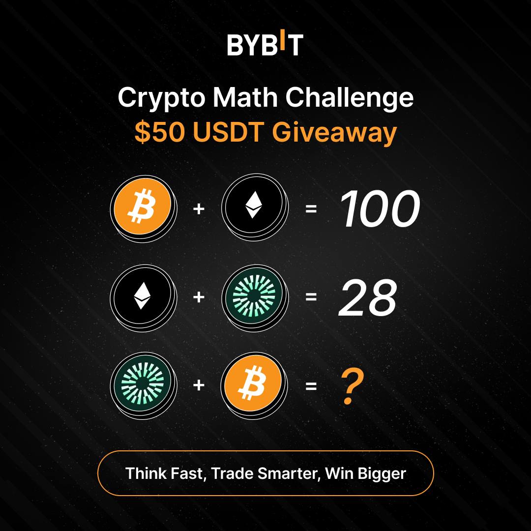 🎉 $50 USDT Crypto Math Giveaway! 🎉 Think fast 🧠💥 Can you solve this crypto  math challenge? 🧩 How to Enter: ➕ Follow @BybitSouthasia ❤️ Like & Repost  🔁 this Post 💬
