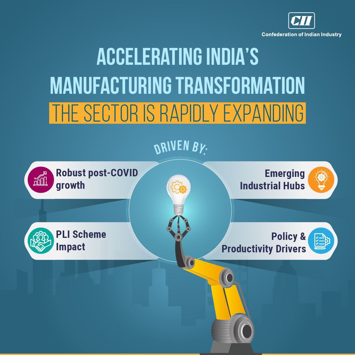 FollowCII's tweet photo. India’s manufacturing story is gaining momentum, powered by innovation, policy support, and new industrial ecosystems. The transformation is underway, and the opportunities are growing significantly.
Read CII ARTHA for more: https://t.co/ZsLpk3VVCF
#CIIArtha #IndiasManufacturing #IndiaGrowthStory #ViksitBharat