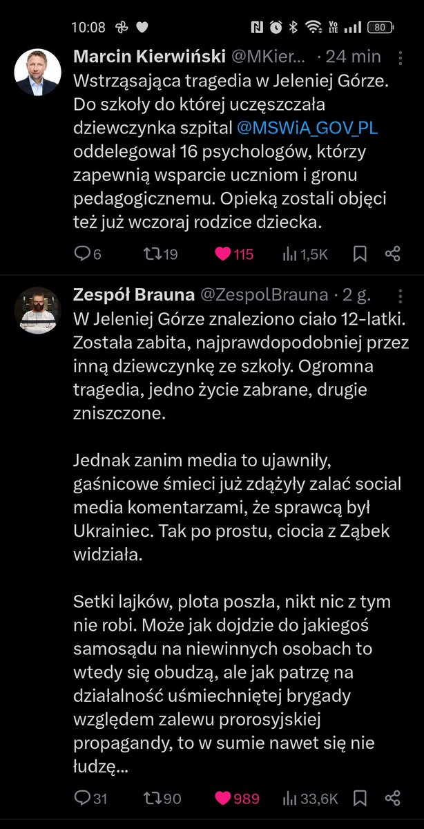 <a href="/MKierwinski/">Marcin Kierwiński</a> <a href="/MSWiA_GOV_PL/">MSWiA 🇵🇱</a> Panie Ministrze, tak mi się wpisy ułożyły (screen poniżej). To dość symboliczne. 
<a href="/ZespolBrauna/">Zespół Brauna</a> ma 100 proc racji. 
Działajcie ludzie, bo przykładów na ruską działalność jest aż nadto.
