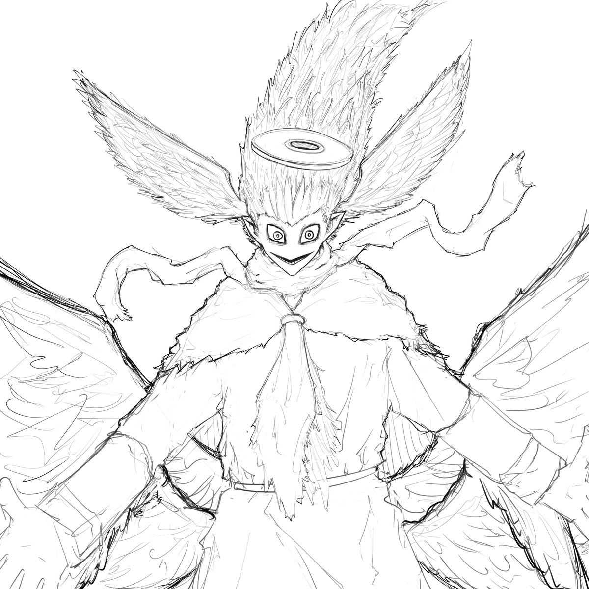 Fanart doodle of Upper Echelon Cherub: Astra from "Blue Skin, Big Tits and a Fucking Loner", a manga written by Zyugoya. Which I still have hopes that will be continued someday. 😔