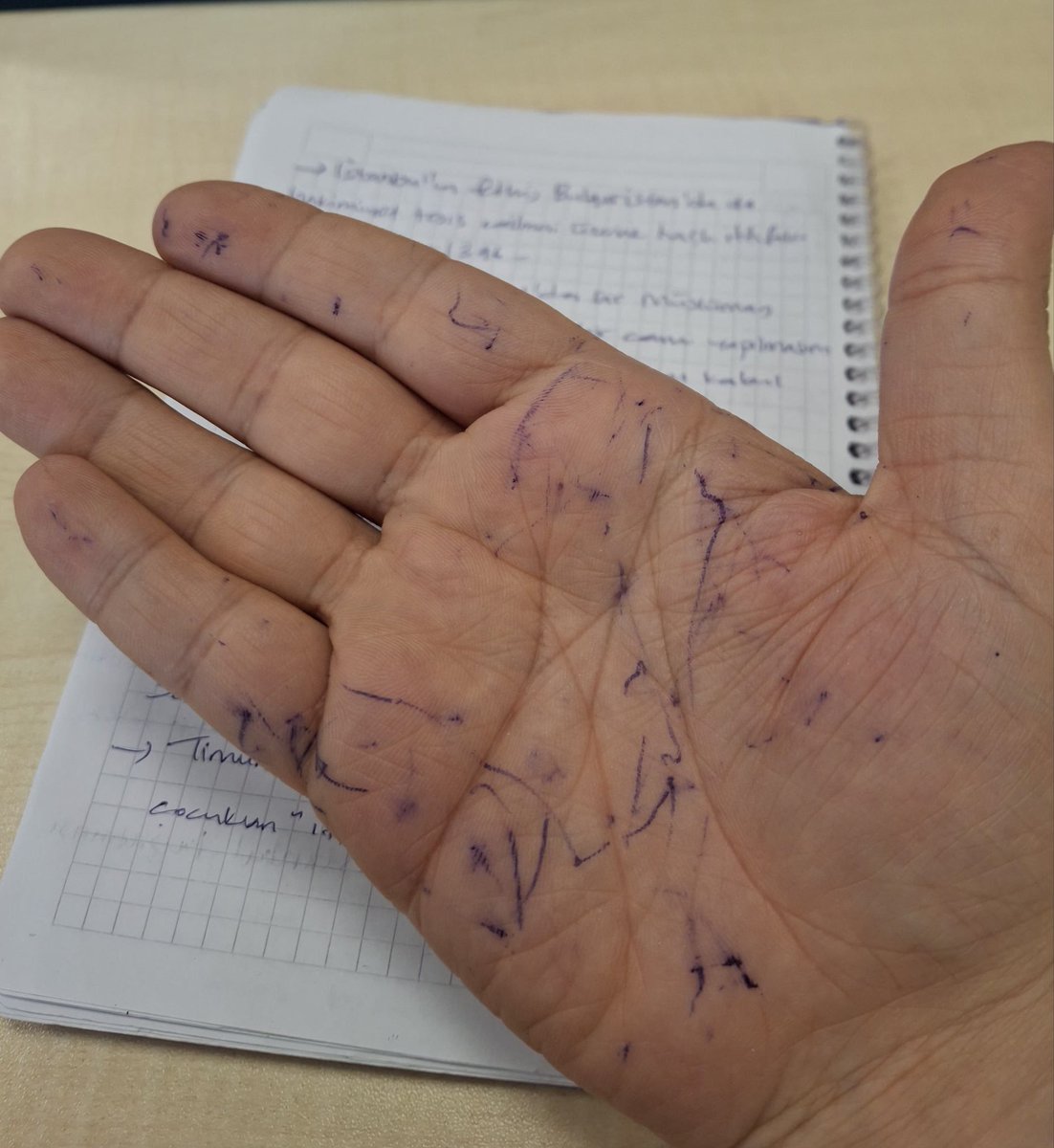 Derste tükenmez kalemle bir sürü not tuttum eli.