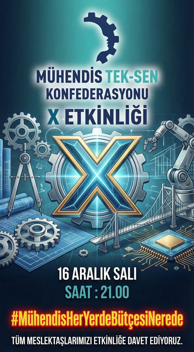 MuhendisZi's tweet photo. Bu akşam saat 21.00 da Kamu Mühendislerine gelirde adalet için X etkinliğinde buluşuyoruz. https://t.co/CzX5Lxw9HX