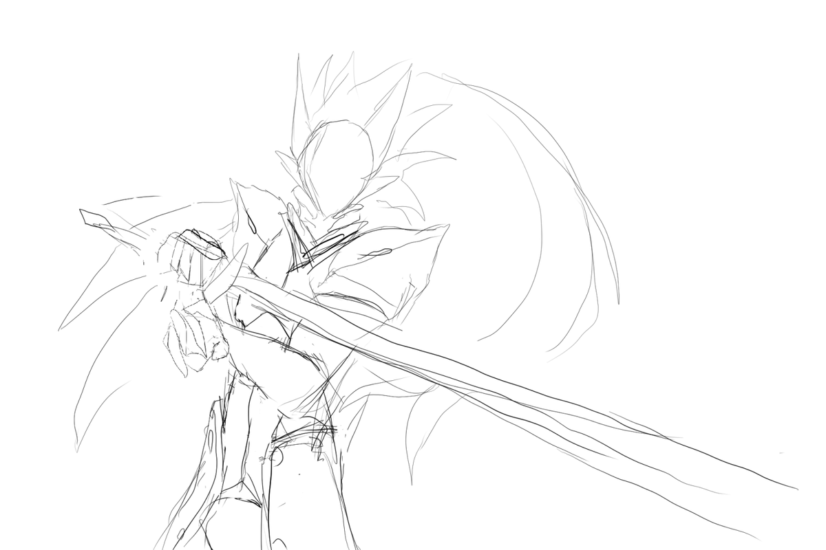 Fish_Liquor's tweet photo. The hakumen sketch that was probably cooler the relined and colored version https://t.co/ecpffFvgyf