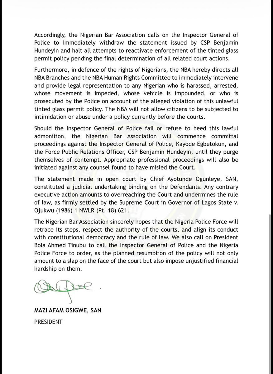 Nigerian Bar Association tweet media