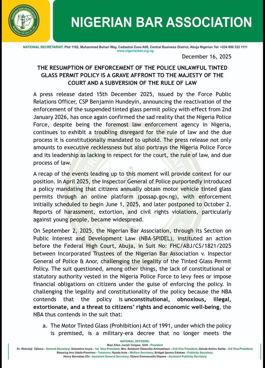 Nigerian Bar Association tweet media