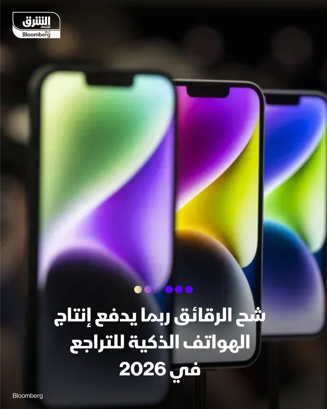 شركة "كاونتربوينت ريسيرش" تتوقع تراجع شحنات الهواتف الذكية عالمياً بنسبة 2.1% في العام المقبل. نقص رقائق الذاكرة يرفع تكاليف الإنتاج، مع توقع زيادة متوسط أسعار بيع الهواتف بنسبة 6.9% عالمياً. التوقعات تمثل انعكاساً حاداً مقارنة بنمو مقدر بـ3.3% في 2025، وخفض تقديرات 2026 من نمو طفيف إلى انكماش. 