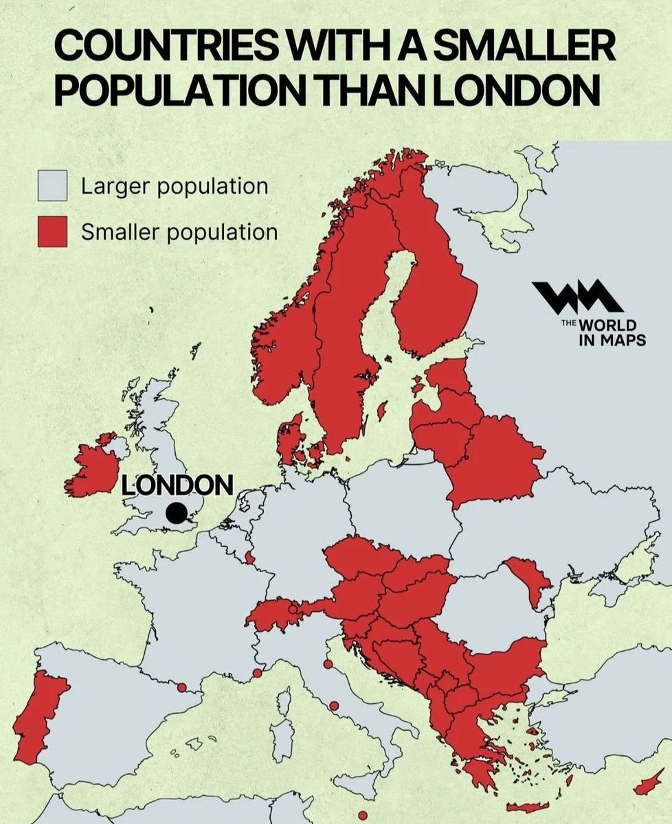 RedMaps11's tweet image. Countries with a smaller population than London