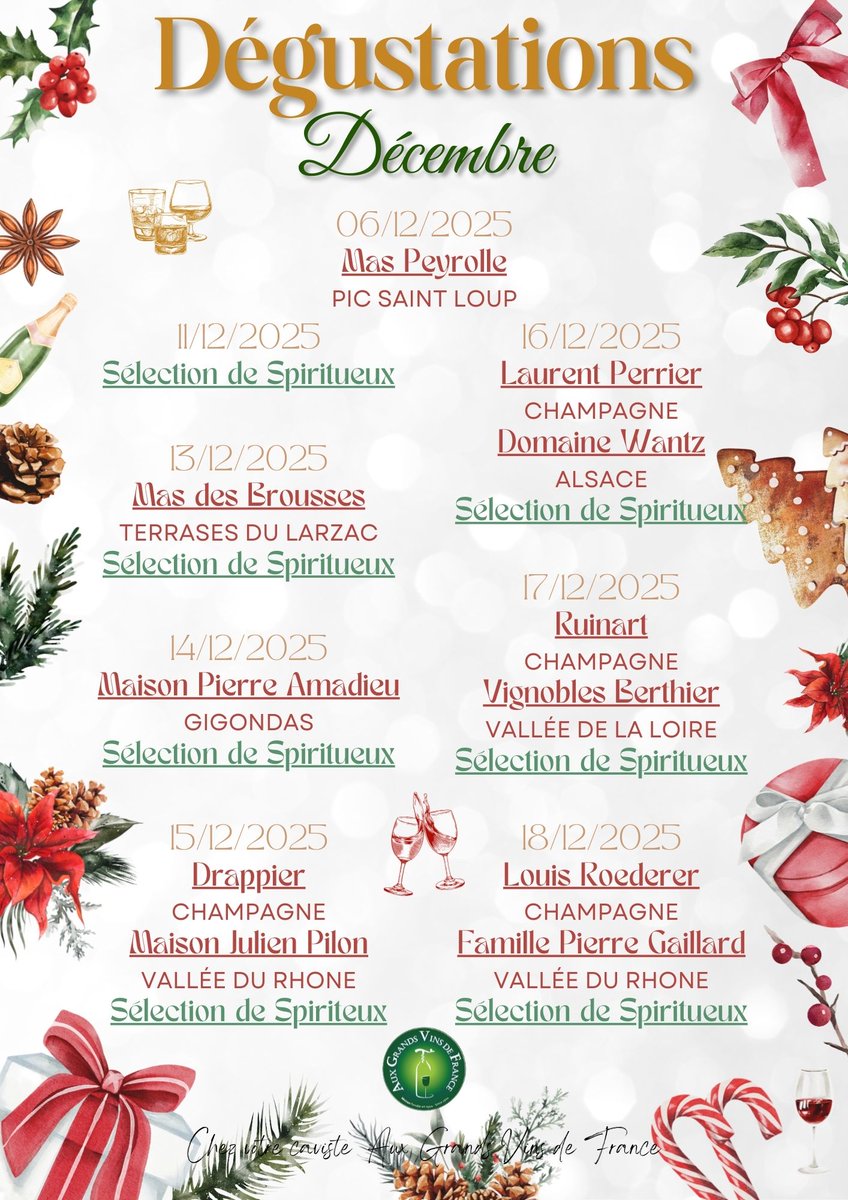 🎁 Demandez le programme des dégustations du caviste pour Noël  💓
Il y en a tous les jours et pour tous les goûts 👍
Plus de détails 👉 auxgrandsvinsdefrance.blogspot.com/2025/12/progra…
#dégustation #caviste #montpellier #vin #rhum #champagne #programme
