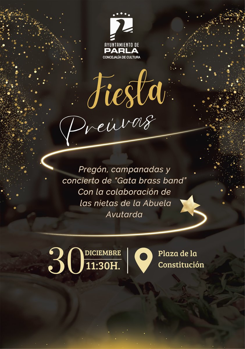 #Parla da las campanadas🍇🥂🕛 Ven a Plaza Constitución 30 #diciembre con vecinas, niños, abuela, primos, perro. Ven con tiempo ¡que la Plaza se llena y no hace falta que vengas con las uvas‼️ Podrás colaborar solidariamente☺️con 2 euros docena para ayudar a <a href="/FibroParla/">FibroParla</a>