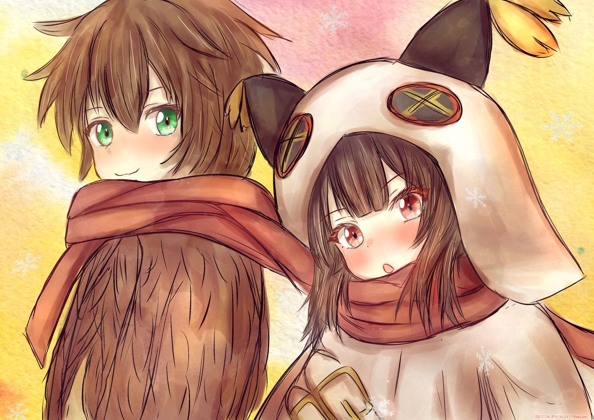 Daily_Kazumin's tweet image. Fanart del día: paseo en invierno 🧤🧣