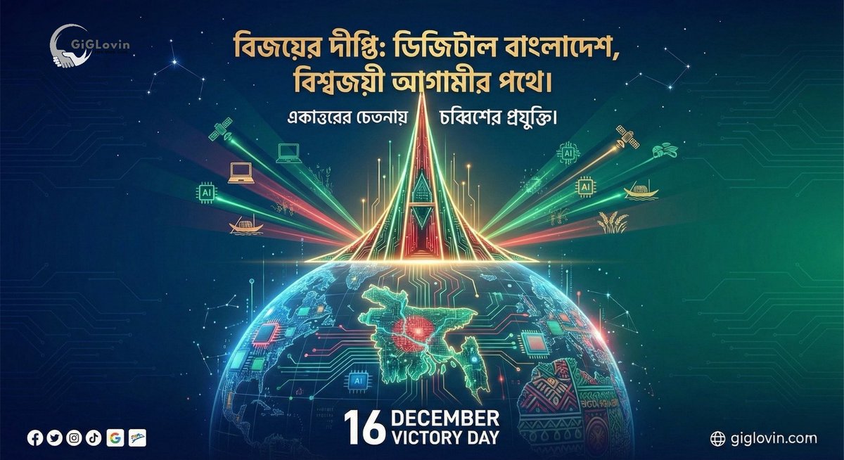 BuilderHallLTD's tweet photo. একাত্তরের হাতিয়ার ছিল 'অদম্য সাহস', আর আজকের হাতিয়ার 'মেধা ও প্রযুক্তি'। স্বাধীন দেশের সীমানা ছাড়িয়ে আমাদের তরুণরা আজ জয় করছে ডিজিটাল বিশ্ব। অর্থনৈতিক মুক্তির এই নতুন যুদ্ধে আমরাই গর্বিত সারথী। সবাইকে মহান বিজয় দিবসের শুভেচ্ছা। 🇧🇩💻

❤️💚 #GigLovin #VictoryDay https://t.co/HN9utqwaTH