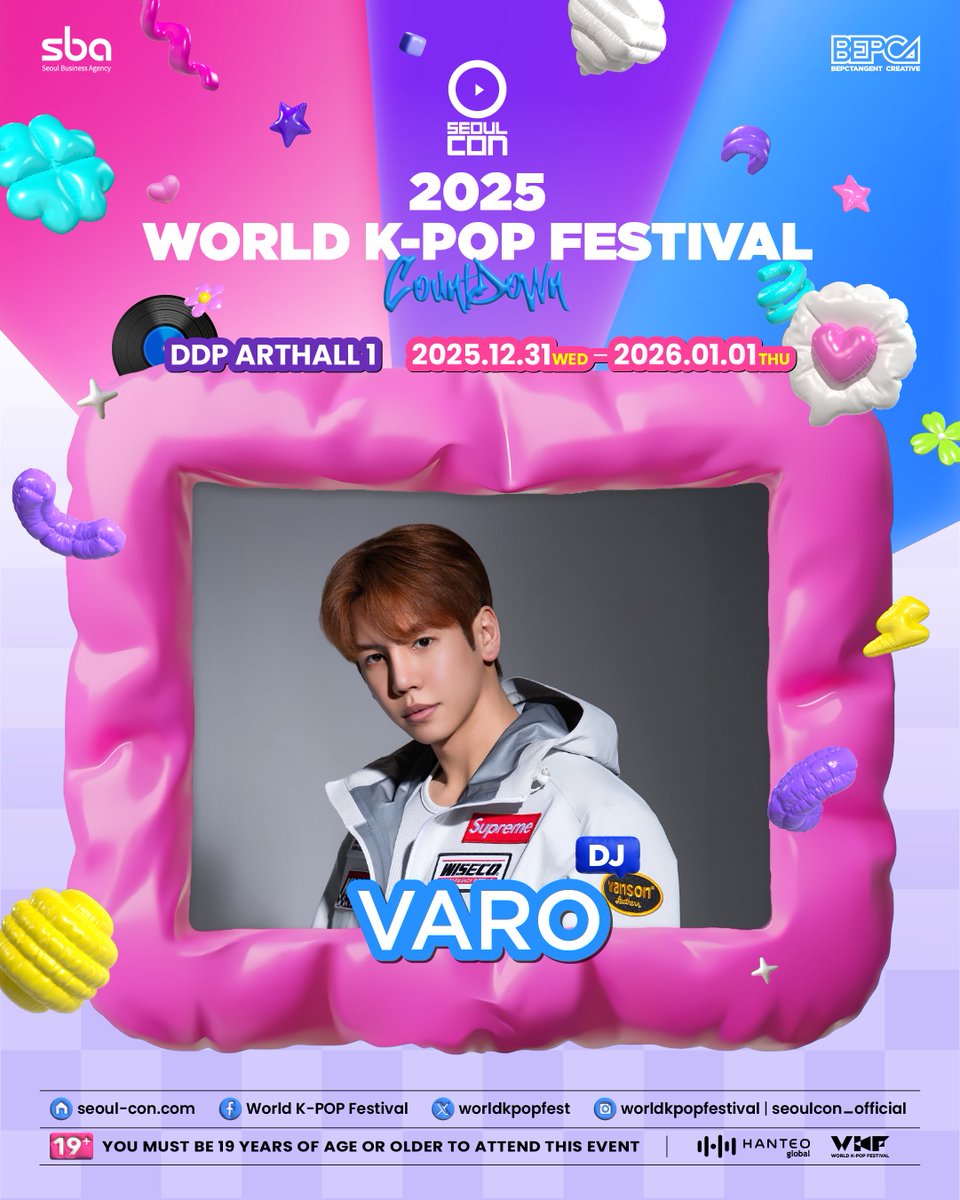 ˗ˋˏ♡ˎˊ✧2025 서울콘 X WORLD K-POP FESTIVAL - COUNTDOWN✧ˋˏ♡ˎˊ˗

🎧DJ LINE UP🎧
- DJ VARO

♡✧2025 서울콘 X WORLD K-POP FESTIVAL &amp; COUNTDOWN ✧♡
📍2025. 12. 31 (WED) 21:00 – 2026. 01. 01 (THU) 05:00
📍동대문디자인플라자(DDP) 아트홀 1관