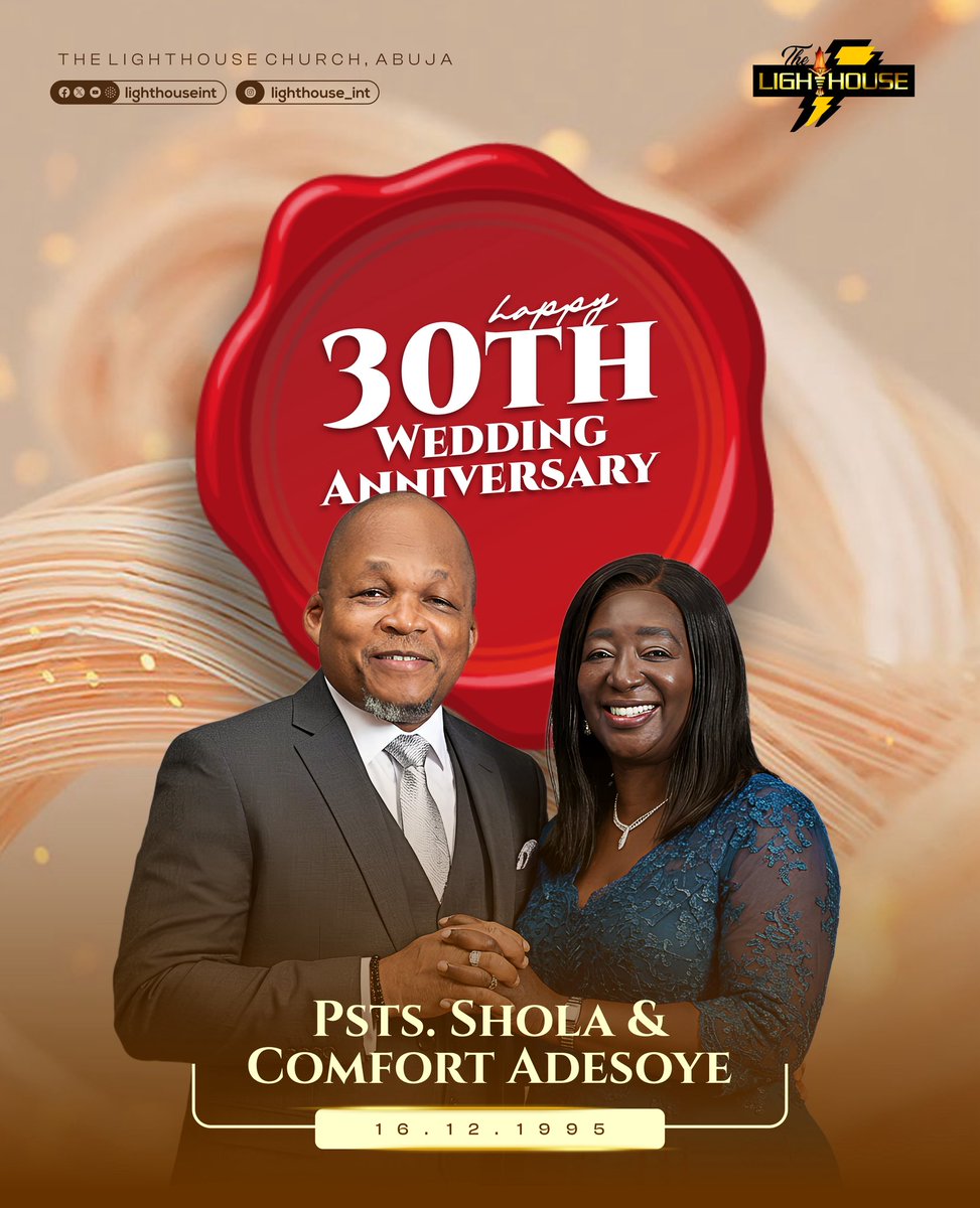 Lighthouseint's tweet image. Happy 30th Wedding Anniversary to our wonderful Pastors Shola and Comfort Adesoye. We love you dearly.
#weddinganniversary #togetherforever❤️