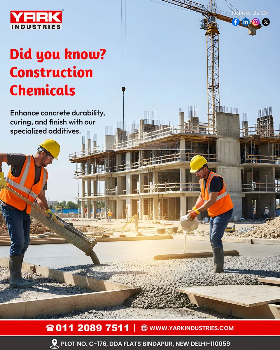 YarkIndustries's tweet image. Build stronger, last longer! Enhance your concrete with Yark Industries Construction Chemicals for ultimate durability and finish. 

For more Information call us at : 01120897511

#DurableConstruction #BuildingBetter #SiteSafety #QualityAdditives #ConstructionInnovation