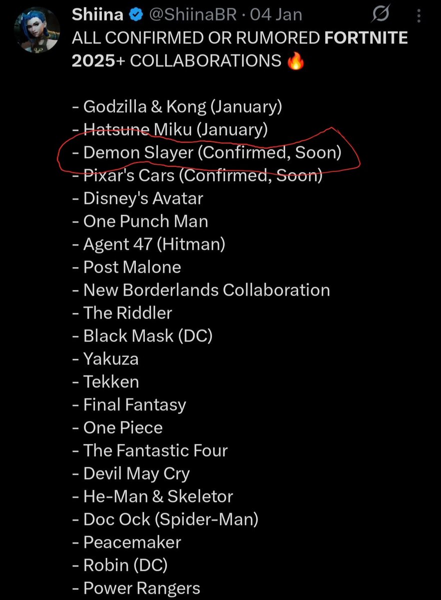 Is Demon Slayer In Fortnite? tweet media