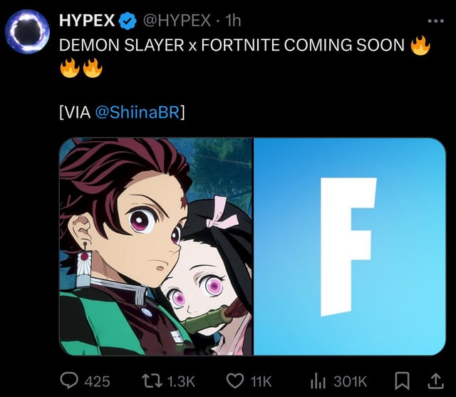 Is Demon Slayer In Fortnite? tweet media