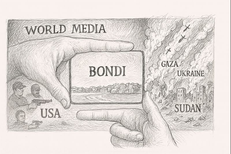 Bondi was tragic

Why do I feel manipulated?

VIOLENT CIVILIAN DEATHS, Jan–Nov ’25:
Ukraine 2,311
Sudan ≥3,384
Gaza 69,185–70,117
USA ~13,821 gun deaths YTD
Sources: UN OHCHR/OCHA; GVA