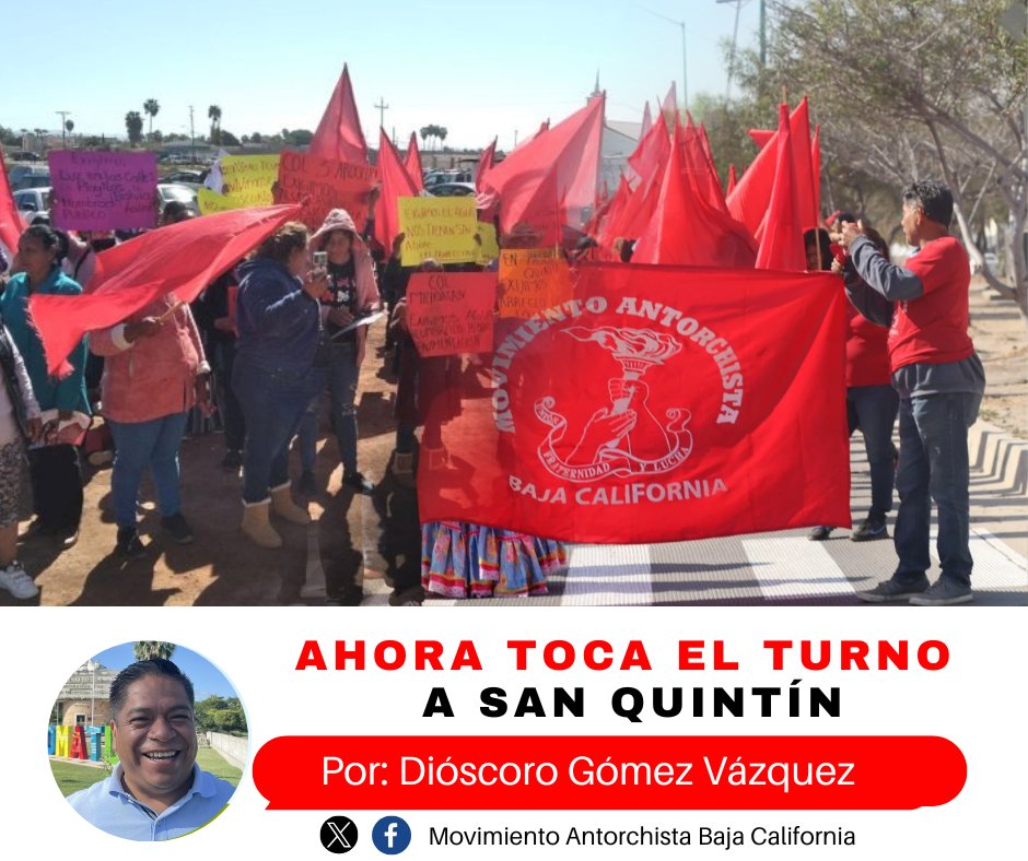 AntorchaBajaC's tweet photo. Te compartimos el artículo de nuestro dirigente estatal 

AHORA TOCA EL TURNO A SAN QUINTÍN
Dióscoro Gómez Vázquez,
Dirigente de Antorcha en BC

https://t.co/XZikL2EyFH https://t.co/gArW8qktZW