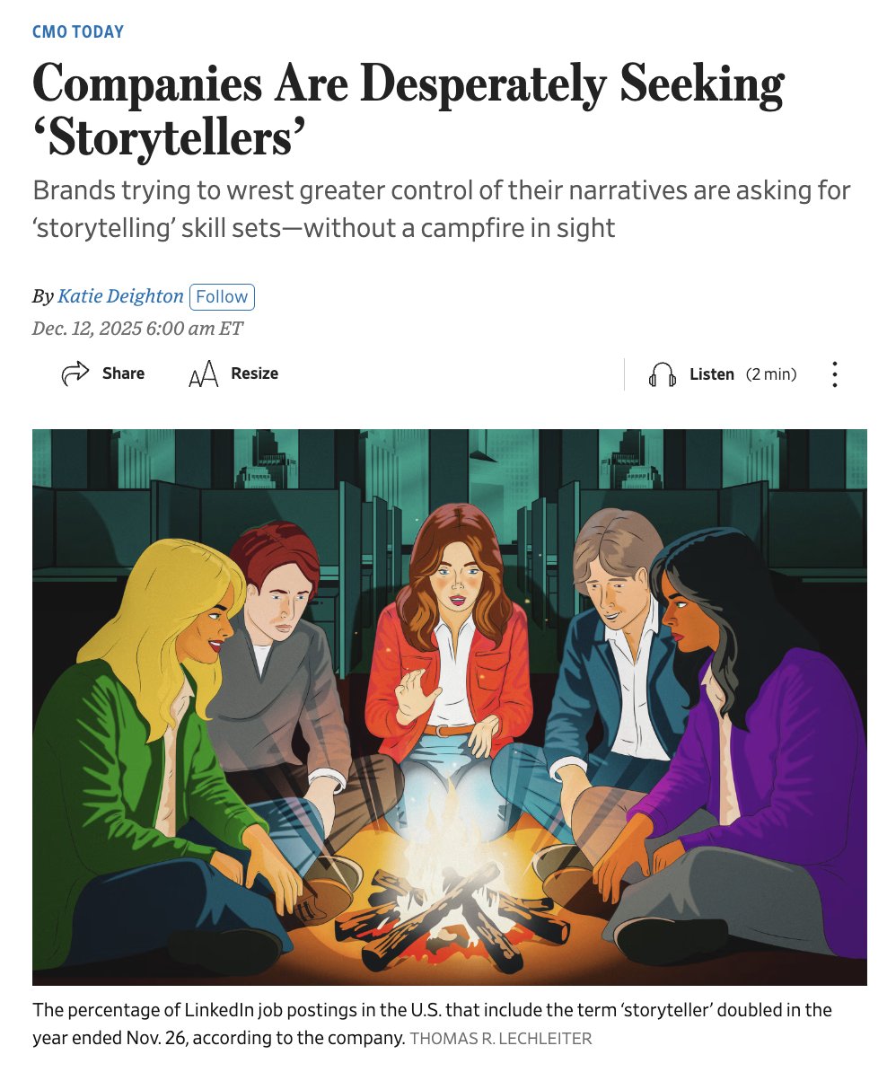 Copywriters rebranding their job because AI is the copywriter now. That, my friends, is storytelling.