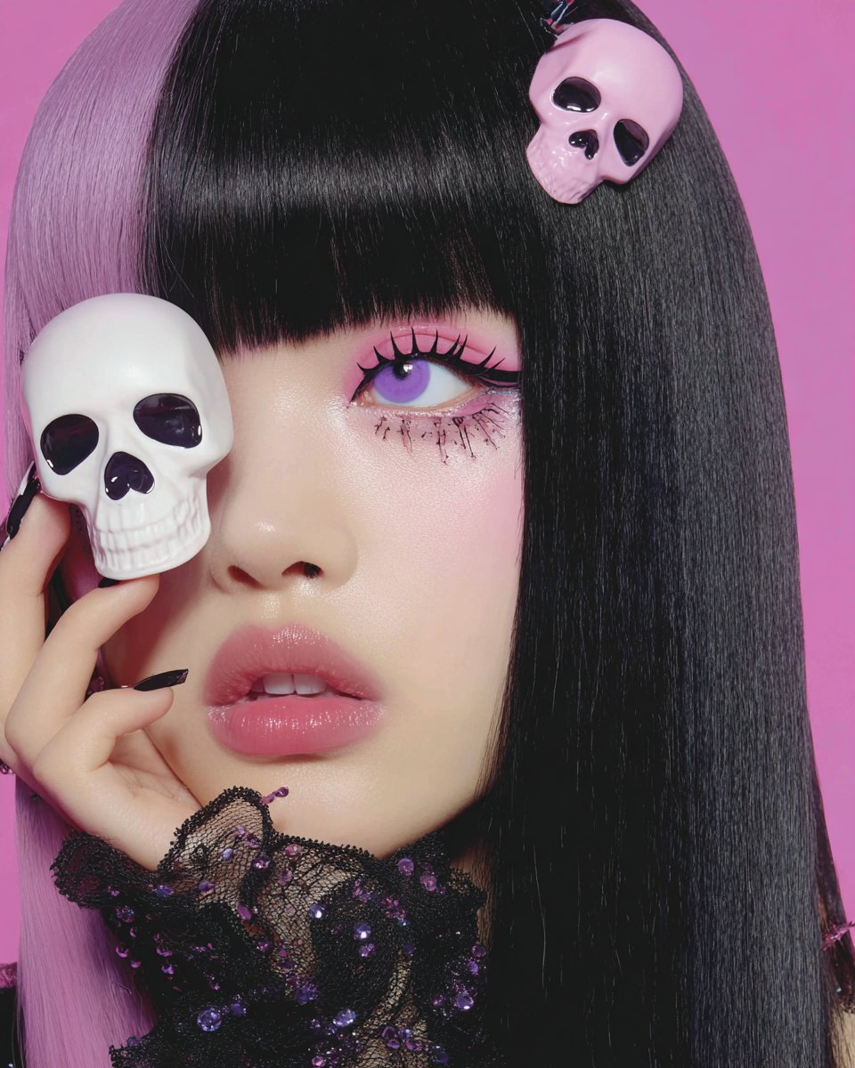 ufofiai's tweet photo. 💀Kuromi inspired hair and makeup looks🖤💜💖
#sanrio #kuromi #hellokitty https://t.co/rYFrOa4LJN