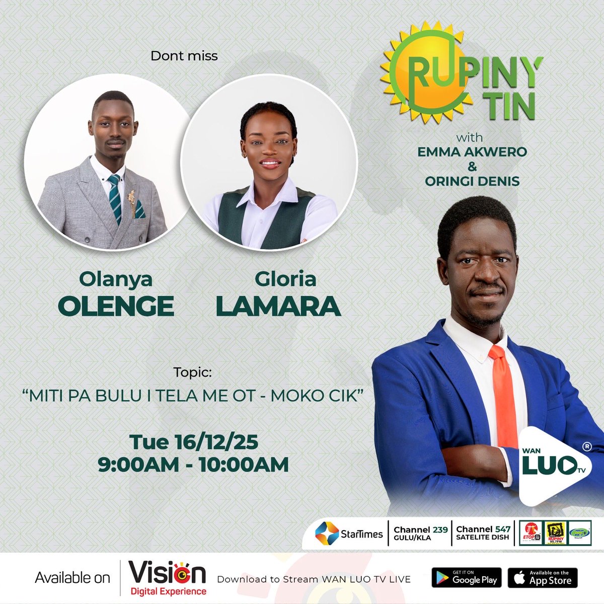 GloriaLamara's tweet photo. Come watch , join us live on WAN Luo TV as we discuss the interest of youths in 2026 Parliamentary elections https://t.co/gqrkjbHY3y