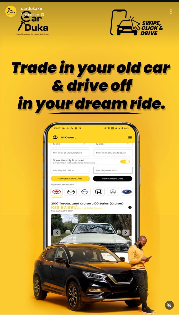 alexmwanzo's tweet photo. @CarDukaKE Is the safest way to get your next ride
#SwipeClickDrive https://t.co/LLew7VO7F8