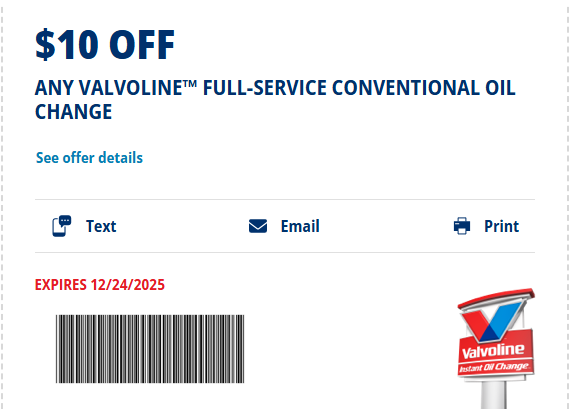 $19.99 Valvoline Oil Change Coupon April 2026 tweet media