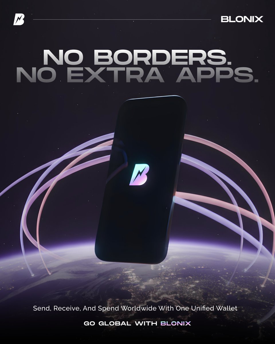blonixpay's tweet photo. No borders. No extra apps. 📱
Send, receive, and spend globally with one unified wallet. 💰
Go global with Blonix. 🌍
#Blonix #GoGlobal #UnifiedWallet #CryptoPayments #Web3Finance #BorderlessPayments #DigitalWallet #FutureOfFinance https://t.co/pPlurUuWu4