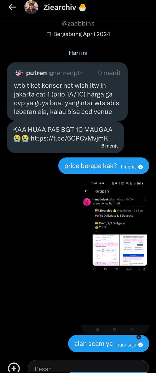 renrenptr_'s tweet image. Awas scammer tiket nct wish itw in jakarta‼️@zaabbins