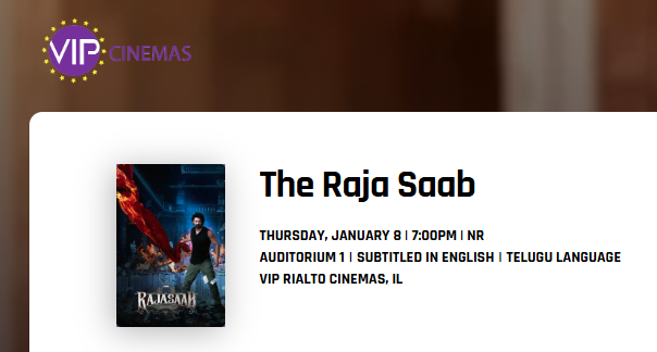 SShanthReddy's tweet photo. #VIPCinemas USA Bookings For #TheRajaSaab
#Prabhas #TheRajaSaabUSA https://t.co/O7t2DzqTSb