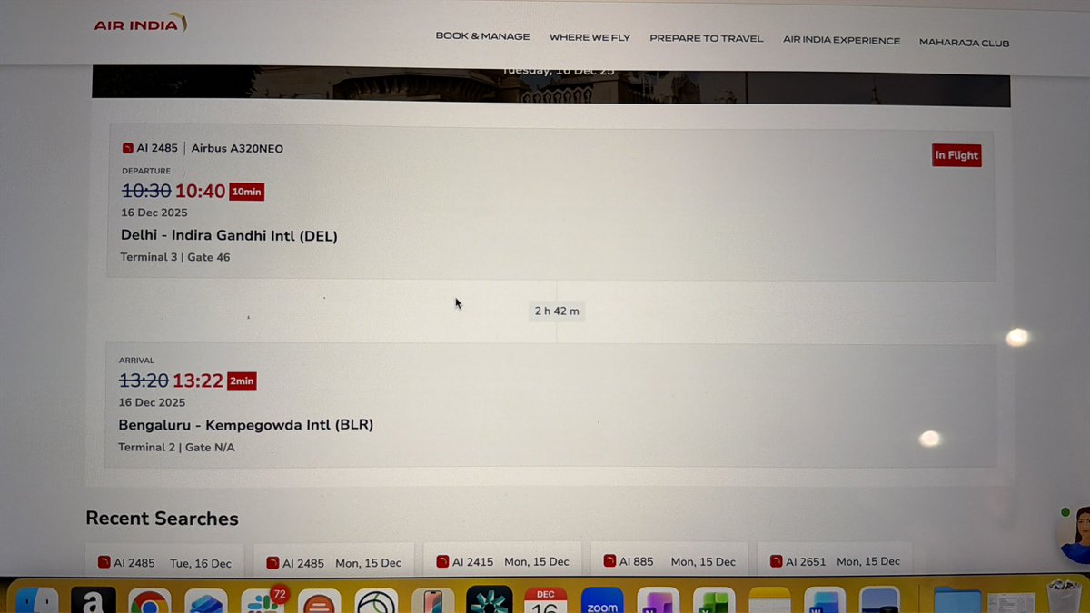 vinayk3's tweet photo. @airindia you have been cheating passengers in broad day light. You changed my flight 2485 on 16th Dec to 2813 on 17th Dec due to which I had to miss an important conference . Your call centre told me flight is cancelled however it’s not and it took off as scheduled. @DGCAIndia someone should be held accountable for such deeds .