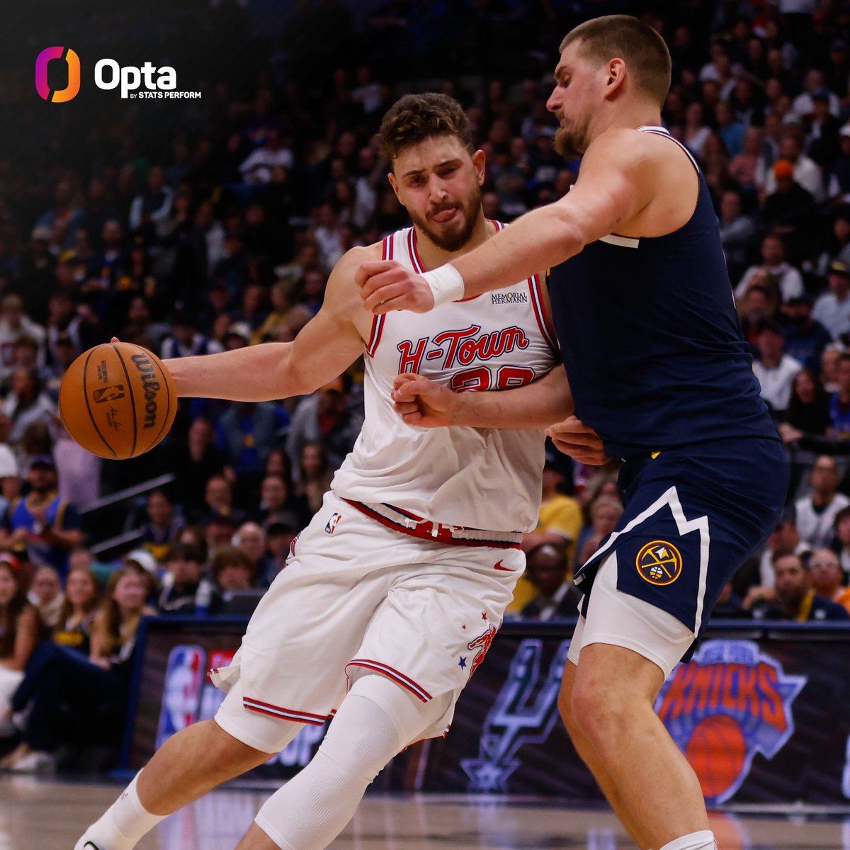 OptaSTATS's tweet photo. Tonight marks the first time in NBA history two centers had triple-doubles in the same game (Nikola Jokic, Alperen Sengun). https://t.co/Nu900Tp8kD