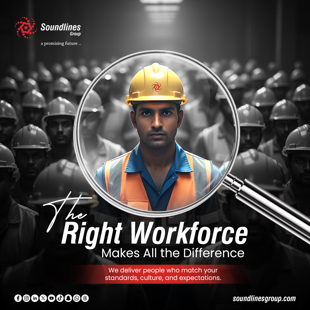 Build teams that deliver measurable results with recruitment expertise backed by industry understanding. Partner with Soundlines Group today.

#manpowerexcellence #soundlinesmanpower #workforcewithoutborders #slg #soundlineshrconsultancy #soundlinesgroup #recruitmentagency