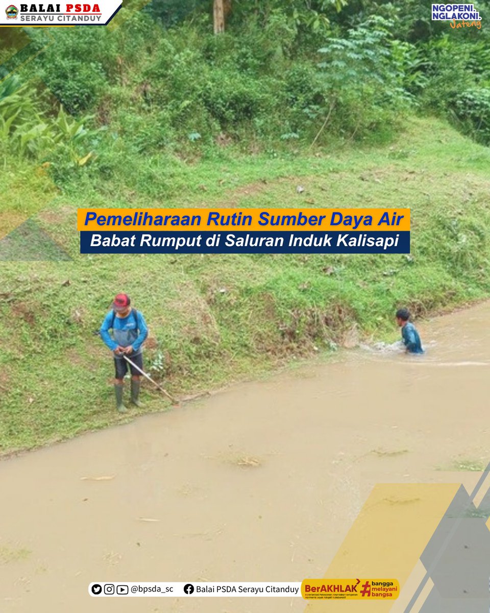 Haii Sobat PSDA….
Hari ini sedang dilaksanakan Kegiatan Rutin Babat Rumput oleh PPA Daerah Irigasi Kalisapi di Saluran Induk Kalisapi, Hm.53 Daerah Irigasi Kalisapi yang berada di Desa Sirkandi, Kec. Klampok, Kab. Banjarnegara