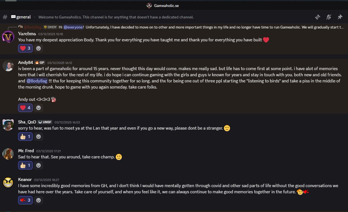gameaholicse's tweet photo. Goodbye messages 1 of 2 https://t.co/0C8gYTlAPa