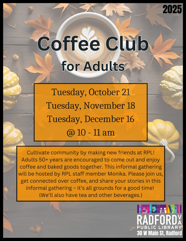 Next3Days's tweet image. Tuesday Library Fun:
• December Coffee Club for Adults Ages 50 &amp;amp; Up at 10AM at Radford Public Library
• Holiday Homeschool Social and Cookie Swap at the Jessie Peterman Memorial Library #floydva, 1pm
• Holiday Book Club at Dublin Library, 2-3:30pm
• Make Hot Cocoa Mix &amp;amp; Mugs