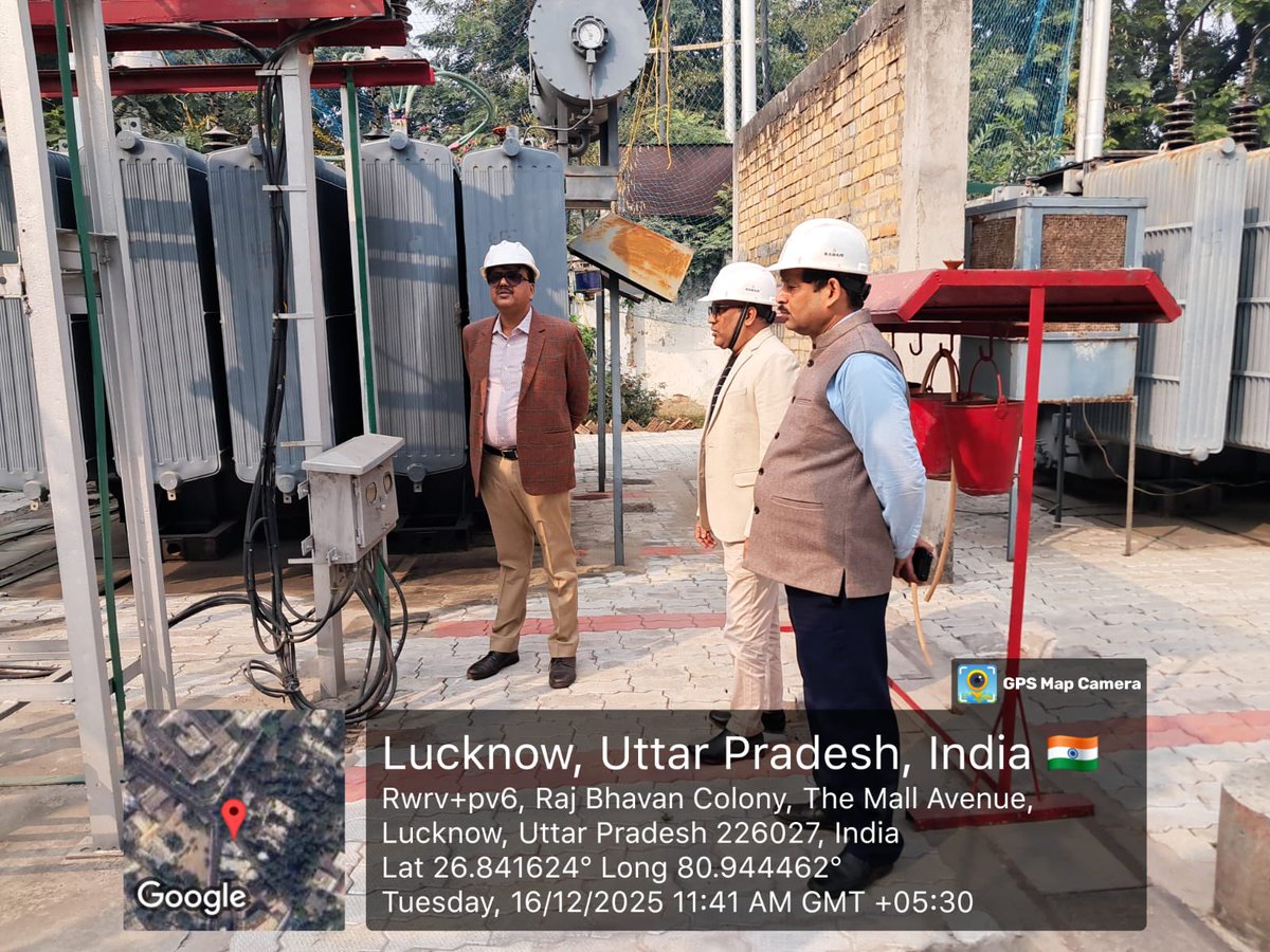 आज दिनांक 16/12/2025 को मुख्य अभियंता (LCZ) महोदय एवं अधीक्षण अभियंता (तकनीकि) महोदय द्वारा राजभवन उपकेंद्र का आगामी विधान सभा सत्र के दृष्टिगत औचक निरीक्षण किया गया एवं सत्र के दौरान अनवरत विद्युत आपूर्ति करने हेतु निर्देशित किया गया । 
<a href="/UPPCLLKO/">UPPCL</a> <a href="/mduppcl/">MDUPPCL</a> <a href="/MVVNLHQ/">Madhyanchal Vidyut Vitran Nigam Limited</a>